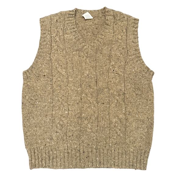 Old Navy Other - Vintage Old Navy Cable Knit Sweater Vest Wool Blend Preppy M Academia NWOT Beige